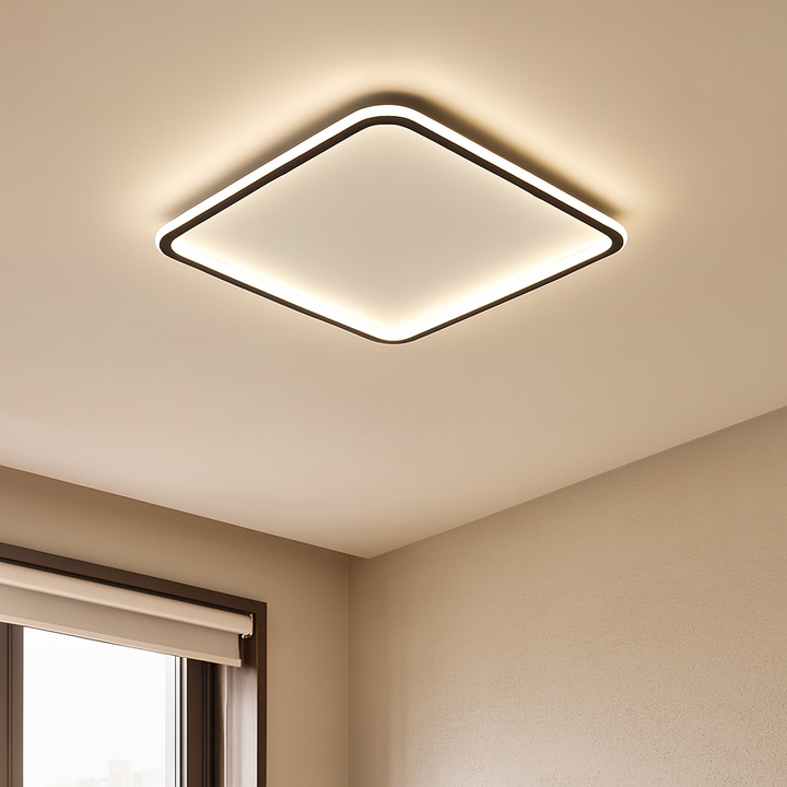 BowLift | Square LED Ceiling Lamp in Scandinavian Style – Elegant for Living Room and Bedroom, Warm Light 3000K, Dimensions 40x40 cm