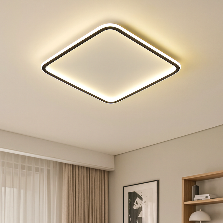 BowLift | Square LED Ceiling Lamp in Scandinavian Style – Elegant for Living Room and Bedroom, Warm Light 3000K, Dimensions 40x40 cm