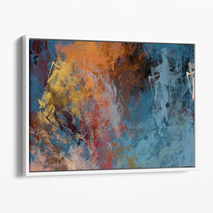 Abstract blue and orange canvas wall art print | Bowlift