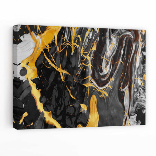 Abstract Black and Yellow Art Set of 3 Canvases | Bowlift