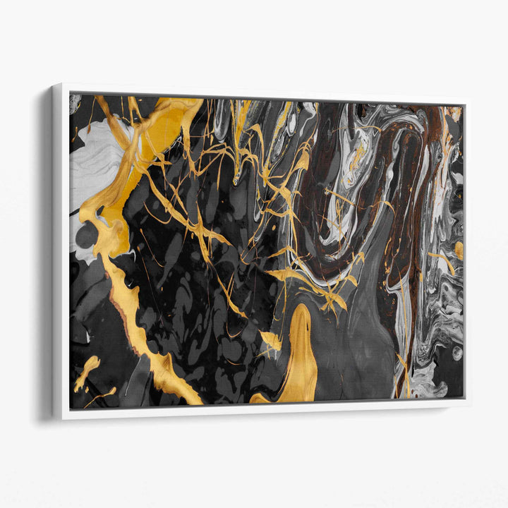 Abstract Black and Yellow Art Set of 3 Canvases | Bowlift