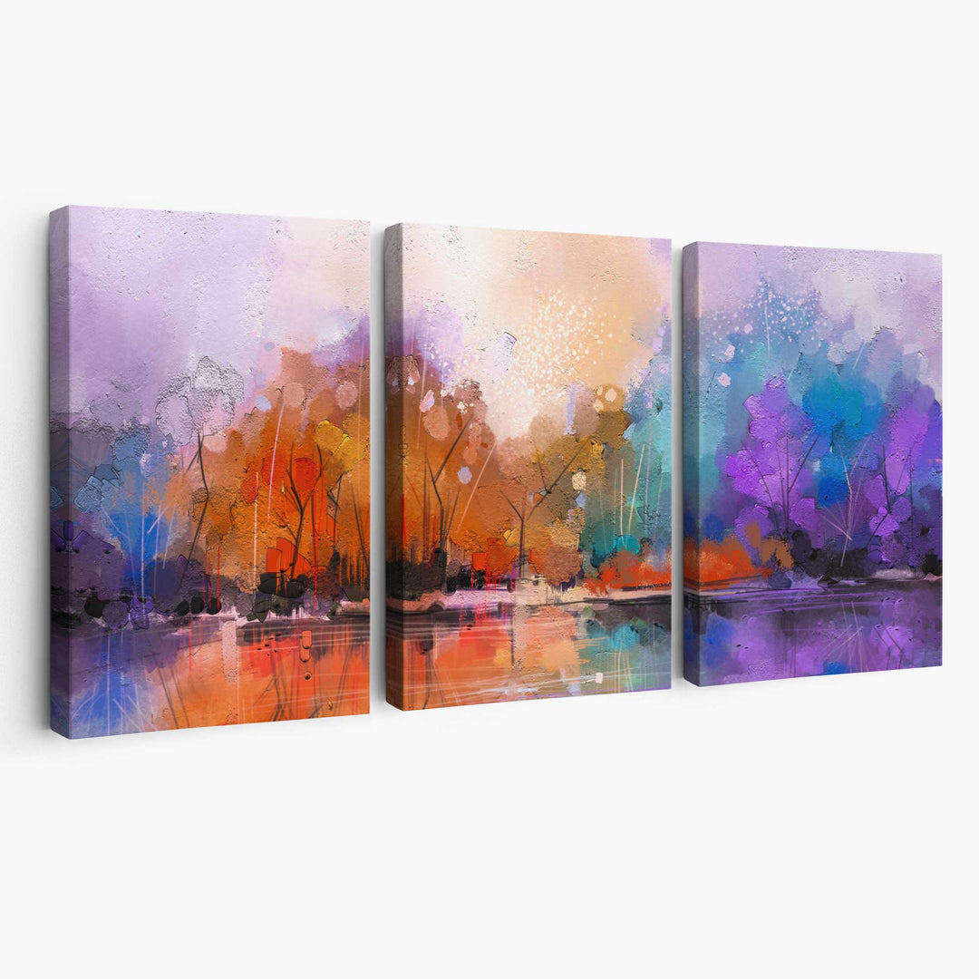 Abstract lilac forest wall art canvas | Bowlift