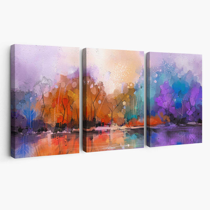 Abstract lilac forest wall art canvas | Bowlift