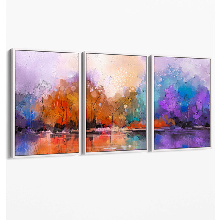 Abstract lilac forest wall art canvas | Bowlift