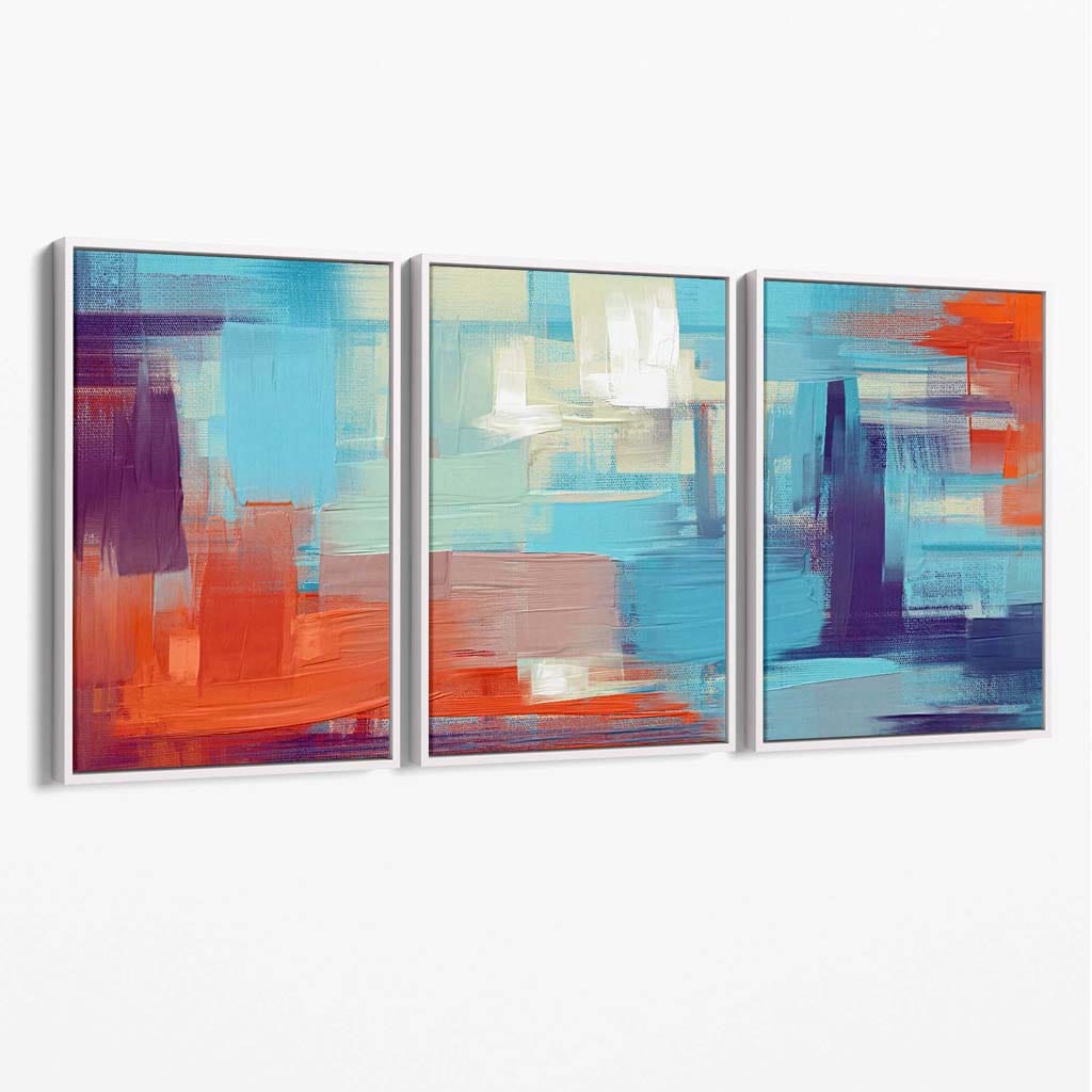 Abstract Sunset Plaza In Blue Lilac and Orange Canvas | Bowlift