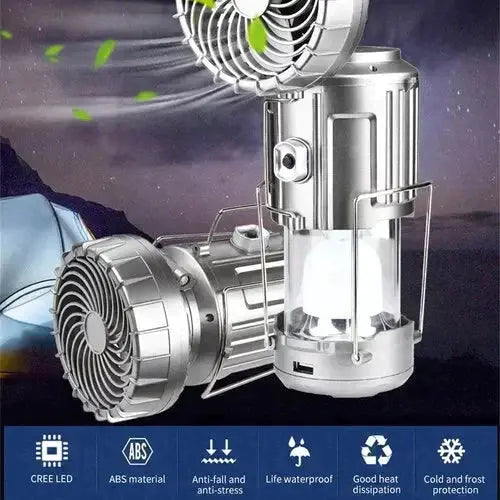 BowLift | Camping Lantern with Fan & Power Bank | Solar & Rechargeable LED Light | Portable Outdoor Gear