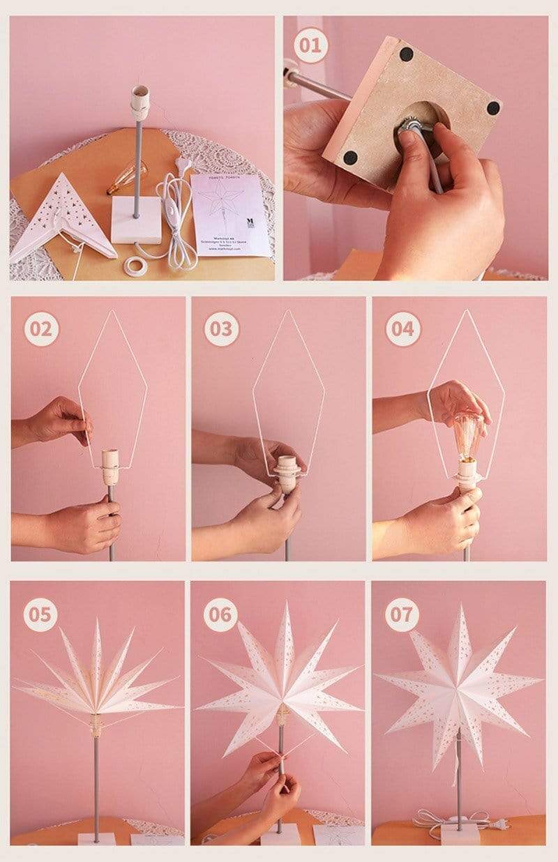 BowLift | StellarGlow | Radiant LED Star Table Lamp – Wooden Base Ambient Light for Bedroom & Living Room Décor