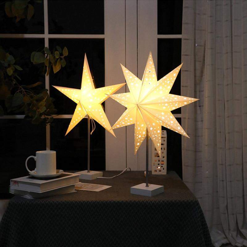 BowLift | StellarGlow | Radiant LED Star Table Lamp – Wooden Base Ambient Light for Bedroom & Living Room Décor