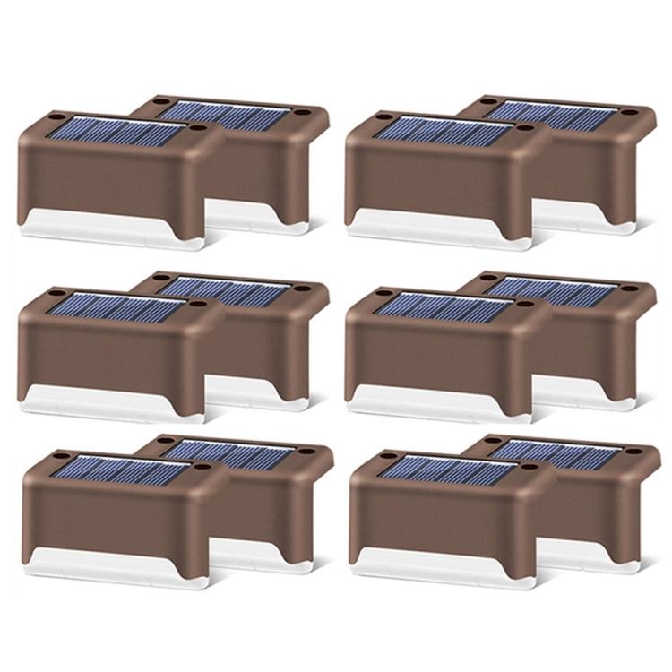 BowLift | 12 PCS Solar Powered LED Outdoor Step Light IP65 Waterproof Garden Lamp, Warm White Light (Brown)