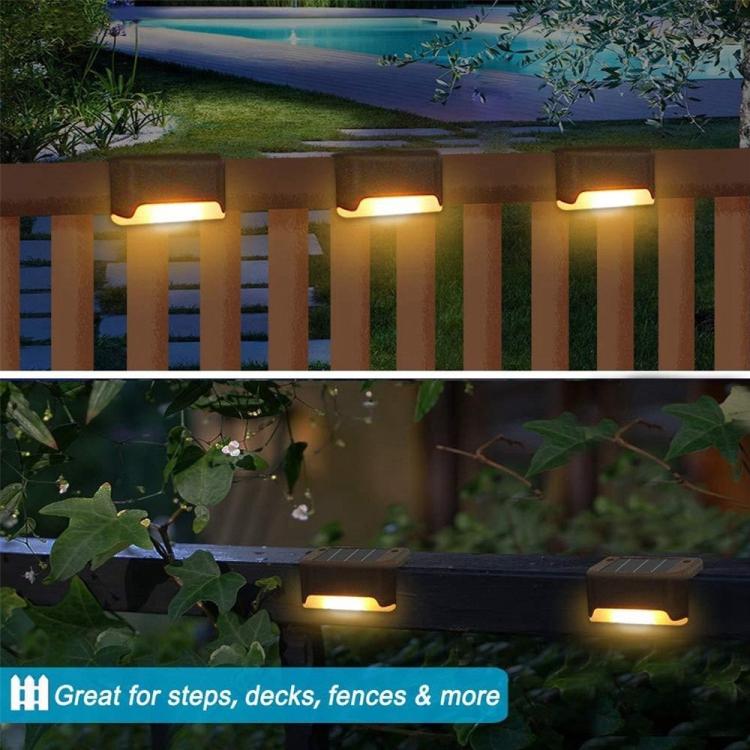 BowLift | 12 PCS Solar Powered LED Outdoor Step Light IP65 Waterproof Garden Lamp, Warm White Light (Brown)