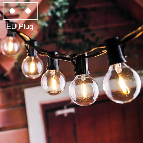 BowLift | G40-EU-25 G40 7.6m 175W E12 IP44 waterproof Retro Filament light bulbs string, 25 light bulbs LED decorative lamp for garden, construction, bar, party, wedding, AC 220V, EU plug (Warm White)