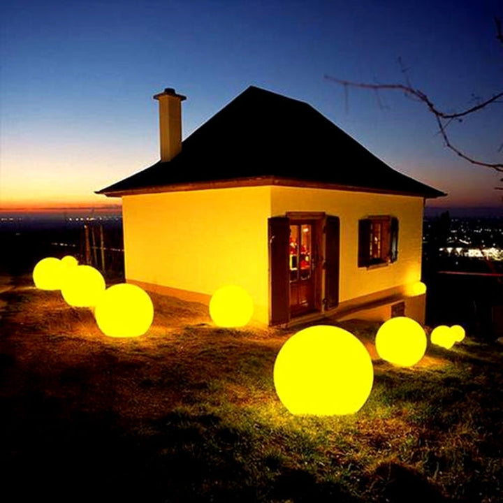 BowLift | LEH-42321 40cm Round Ball Solar Power Lamp, Floating Garden Color Changing LED Light with 0.7W Monocrystalline Silicon Solar Panel & Remote Control (White)