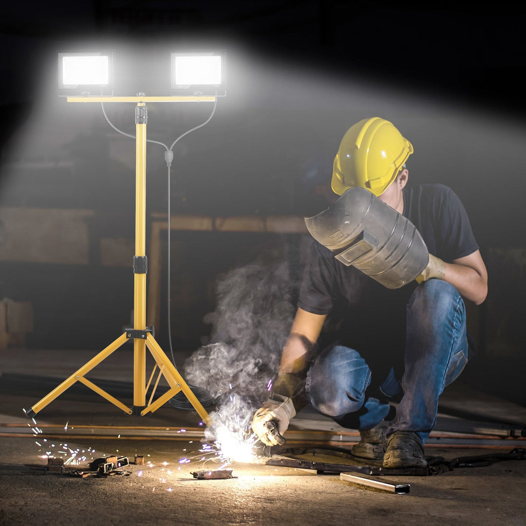 LED Construction Spotlight 2 x 50W/100W/200W with Tripod Adjustable | Bowlift