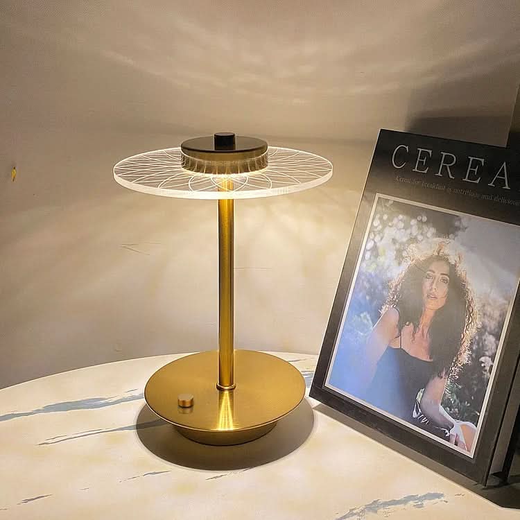 BowLift | Cordless Rechargeable LED Crystal Disc Table Lamp