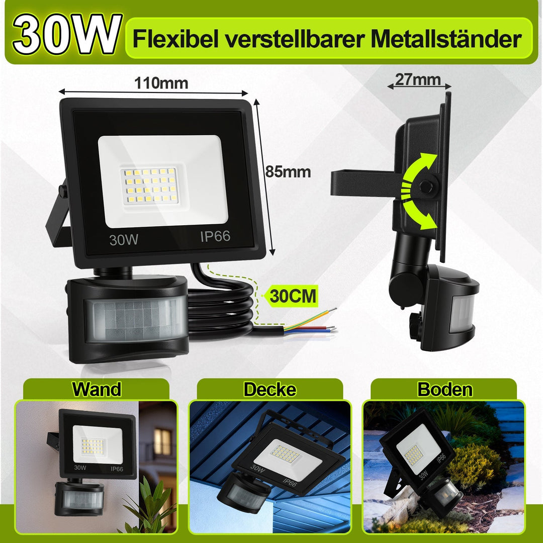 LED Floodlight with Motion Sensor Cool White 10W-100W (no plug) | Bowlift