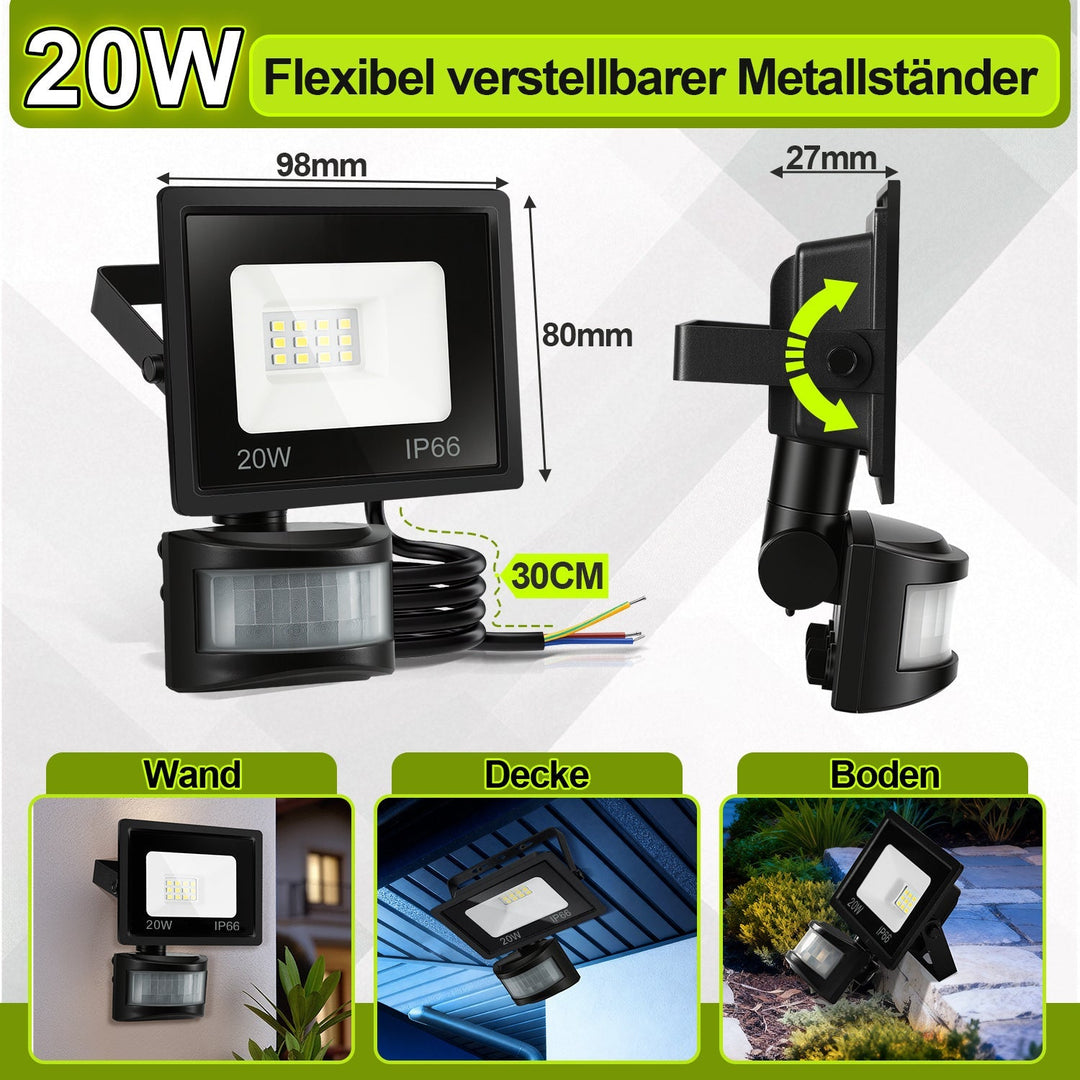 LED Floodlight with Motion Sensor Cool White 10W-100W (no plug) | Bowlift