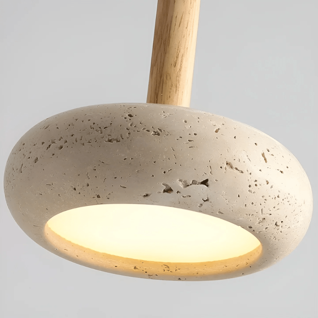 BowLift | LED Retro Ceiling Light made of Wood & Stone for a calming ambiance