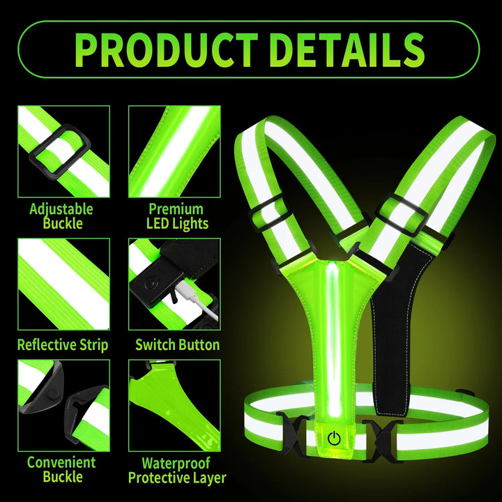 BowLift | LED Running Vest – Rechargeable Safety Vest with Reflective Strips