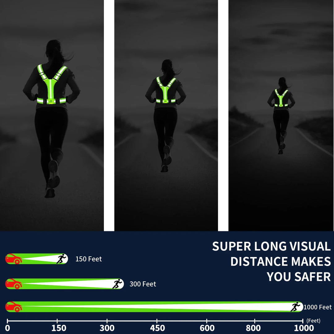 LED Running Vest – Rechargeable Safety Vest with Reflective Strips | Bowlift