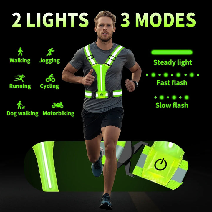 LED Running Vest – Rechargeable Safety Vest with Reflective Strips | Bowlift
