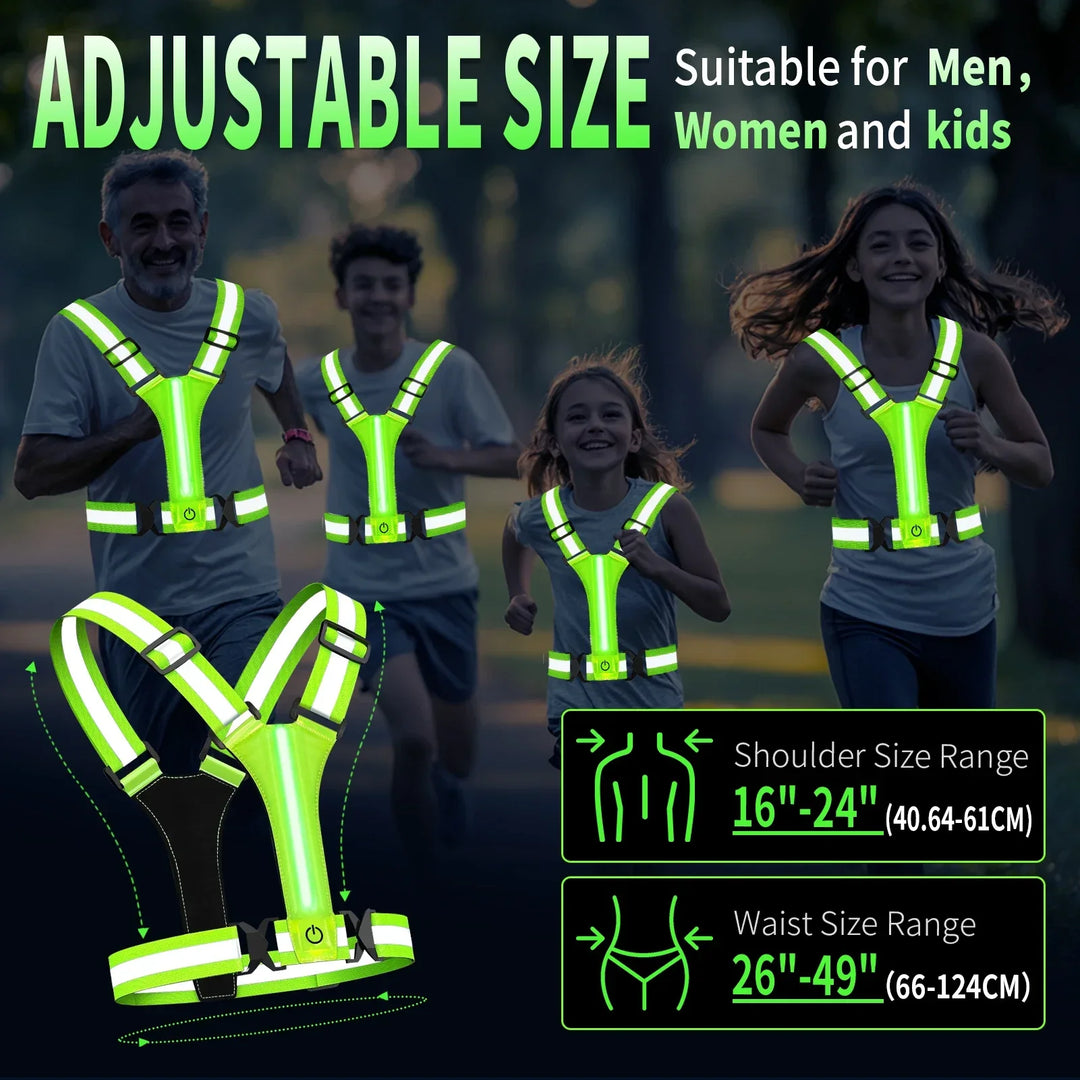 LED Running Vest – Rechargeable Safety Vest with Reflective Strips | Bowlift