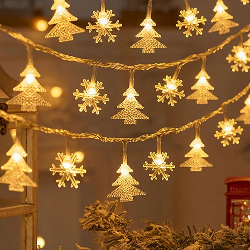 BowLift | Kerstlichtsnoer met Sneeuwvlokdesign – LED Lichtslinger op Batterijen voor Feestelijke Sfeer