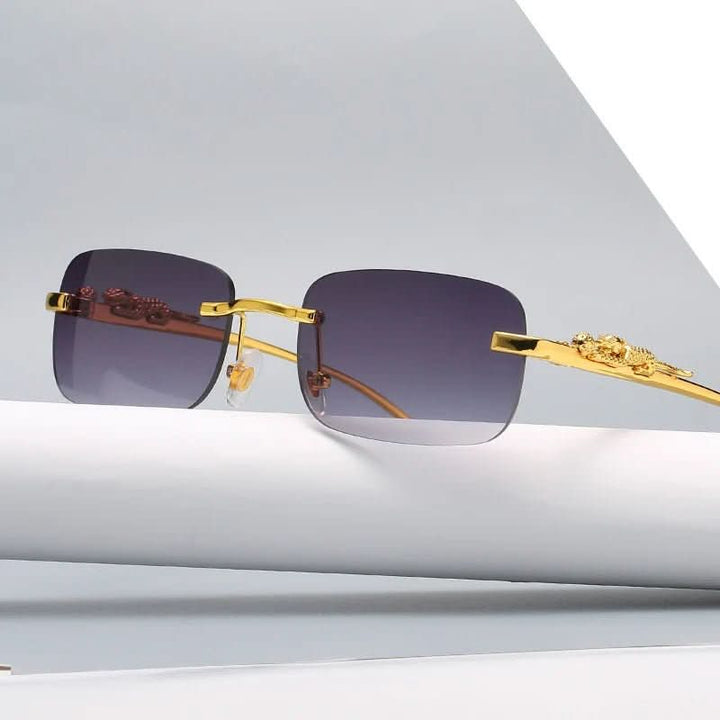 BowLift | Rimless sunglasses with leopard head design and UV400 protection