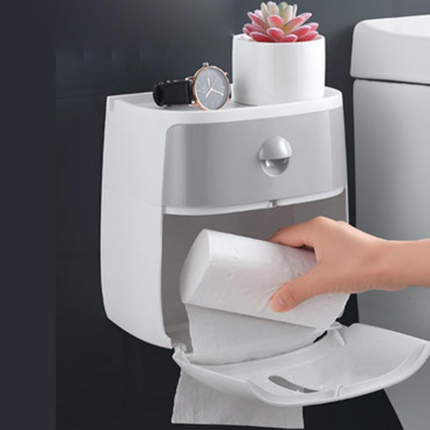 BowLift | LF82003toilet paper holder plastic bathroom double paper tissue box wall mounted paper shelf storage box toilet tissue dispenser