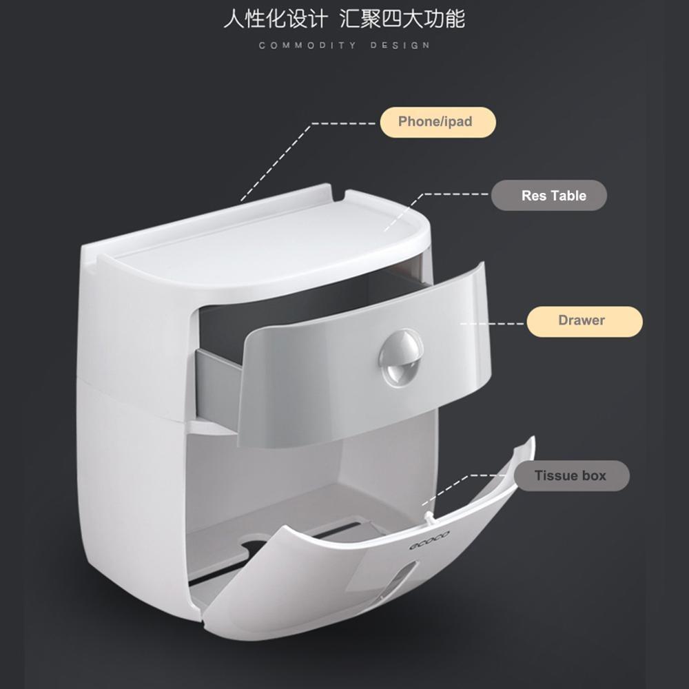 BowLift | LF82003toilet paper holder plastic bathroom double paper tissue box wall mounted paper shelf storage box toilet tissue dispenser