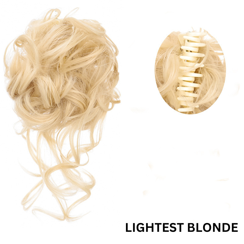 Messy Bun Hair Wavy Curly with Claw Clip Super Natural Look Bowlift