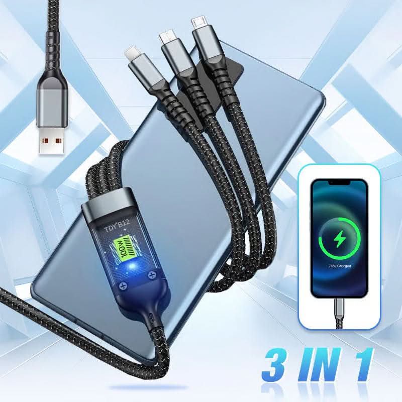 BowLift | Transparent LED Fast Charging Cable (3-in-1)