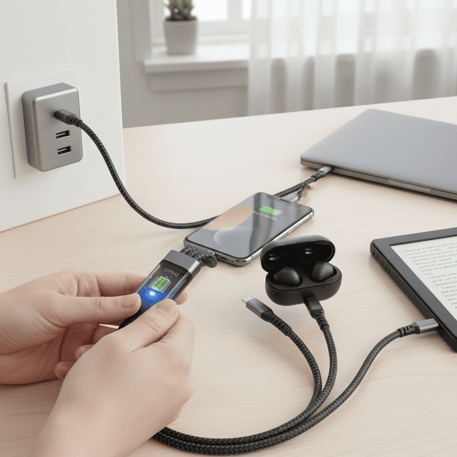 BowLift | Transparent LED Fast Charging Cable (3-in-1)