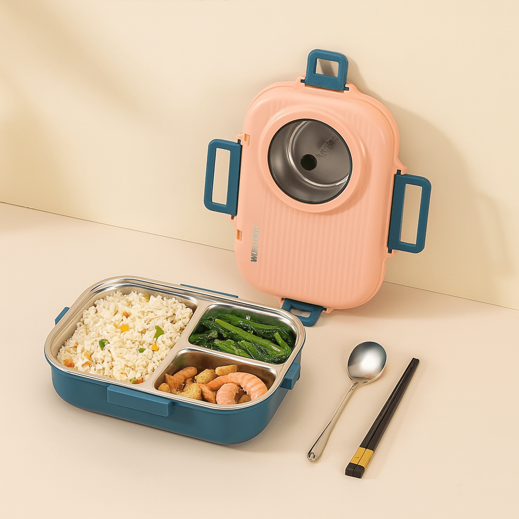BowLift | Stainless Steel Lunchbox with Leak-Proof Lid and 3-Compartment Divider System