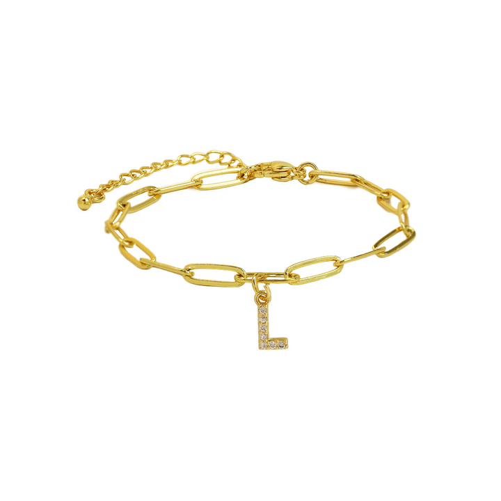 BowLift | Dainty Paperclip Letter Initial Bracelet