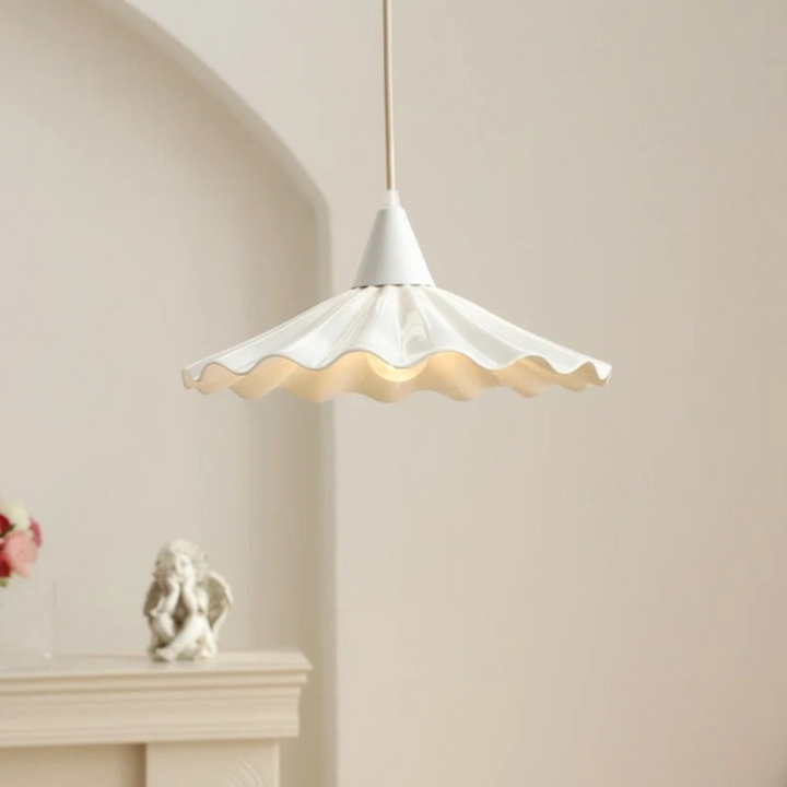 BowLift | Modern White Ceramic Pendant Lamp with Unique Ribbed Design
