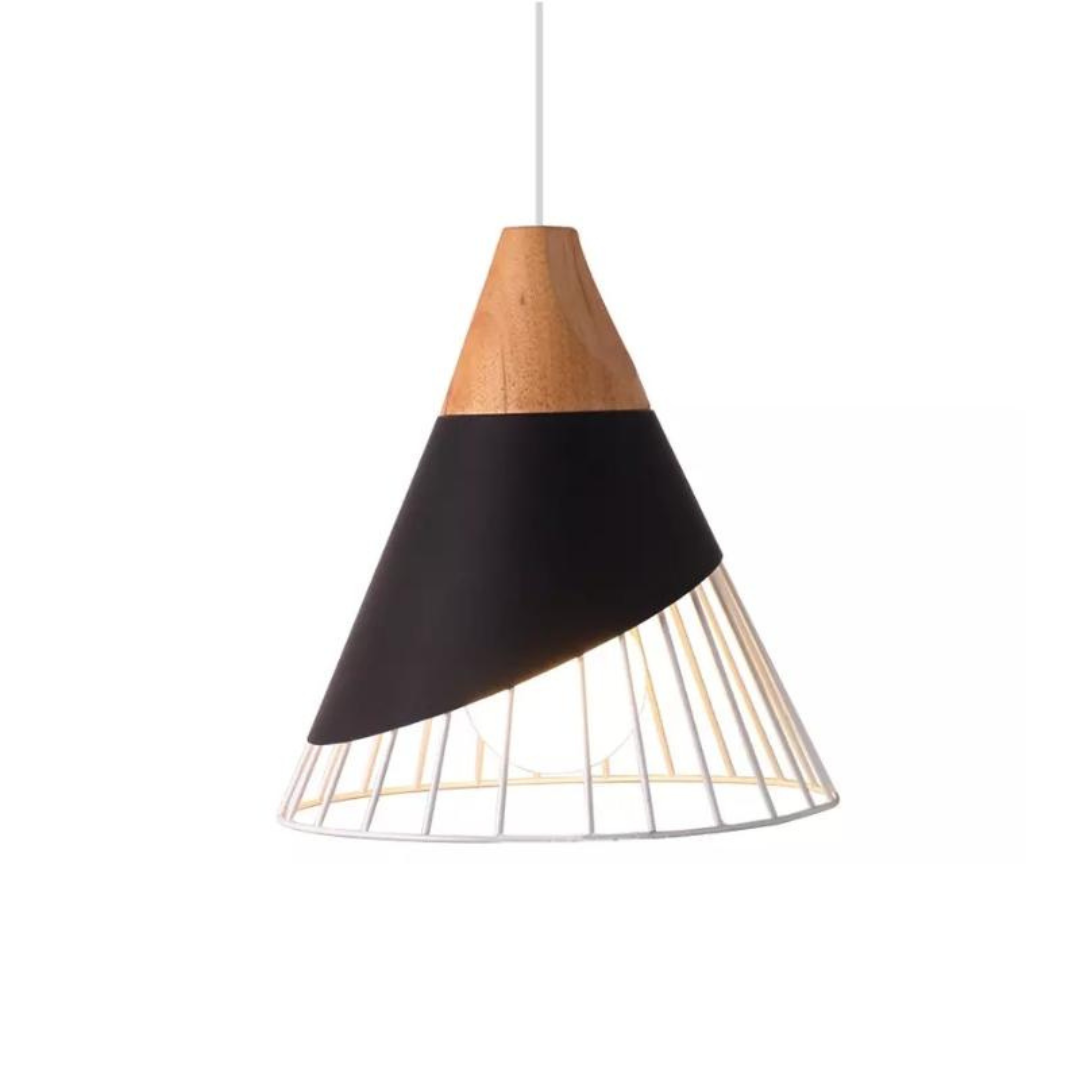 BowLift | Modern Industrial Pendant Light in Scandinavian Style – Wood & Metal