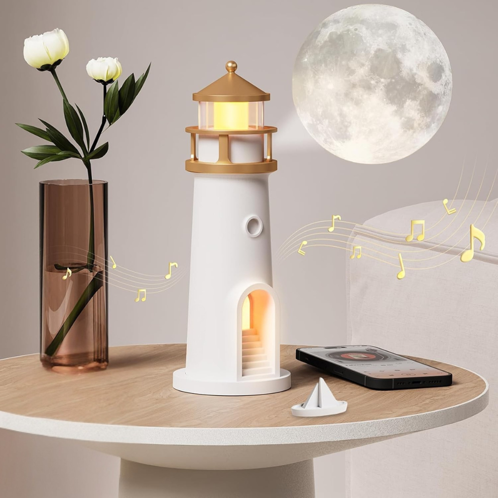 BowLift | Moon Night Lamp with 3D Projection and Lantern Glow – Ideal for Bedroom, Remote Control, USB-C Battery