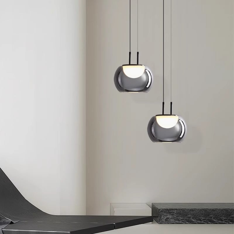 BowLift | Grenold Pendant Lamp with Height Adjustment – Elegant LED Lamp for Living Room and Dining Room, Metal-Glass, Modern Design