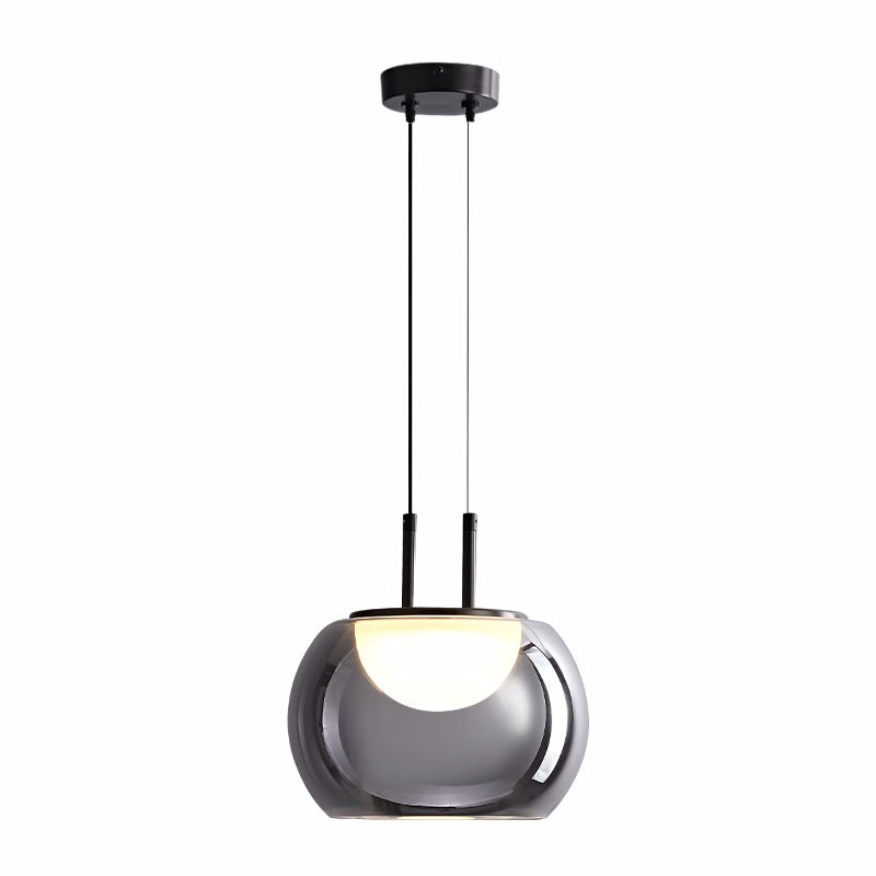 BowLift | Grenold Hanging Lamp with Height Adjustment – Elegant Metal and Glass Lamp for Living Room, Ideal Above Table