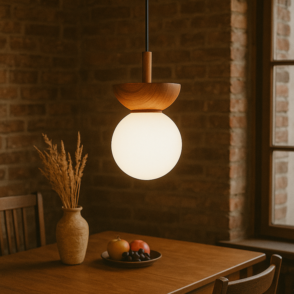 BowLift | Japandi Hanging Lamp with Adjustable Height – Natural Lighting for Living Room and Dining Room, Perfect Above the Table