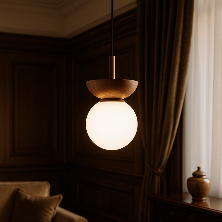 BowLift | Japandi Hanging Lamp with Adjustable Height – Natural Lighting for Living Room and Dining Room, Perfect Above the Table