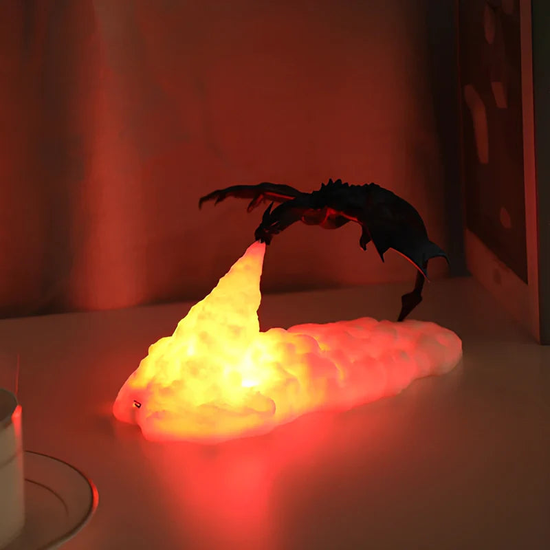 BowLift | LED Night Light with Dragon Flame – 3D Sculpture, USB Charging, Perfect for Gamers