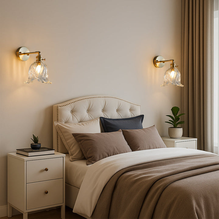 BowLift | LED Wall Lamp with Floral Pattern - Elegant Lamp for Bedroom and Living Room, Warm Light 3000K, Glass and Metal