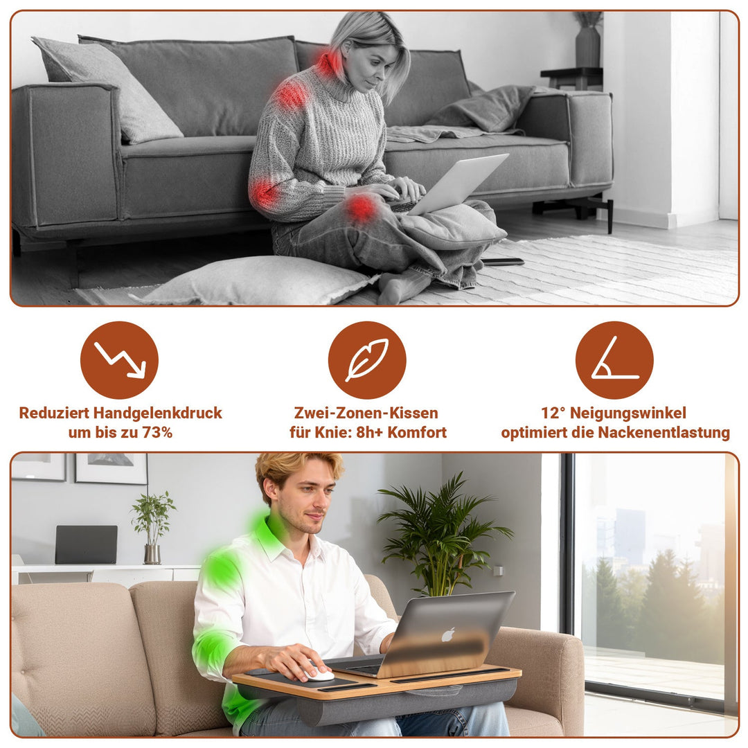 Laptop cushion ergonomic laptop table with wrist rest & padded | Bowlift