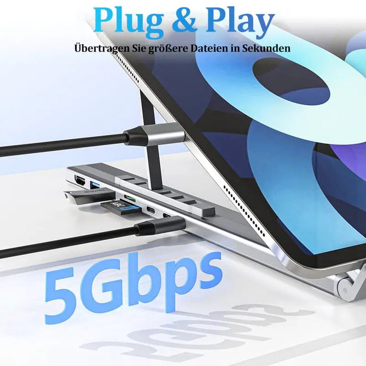 BowLift | Foldable laptop stand with 8-in-1 hub – For tech enthusiasts & fast charging fans