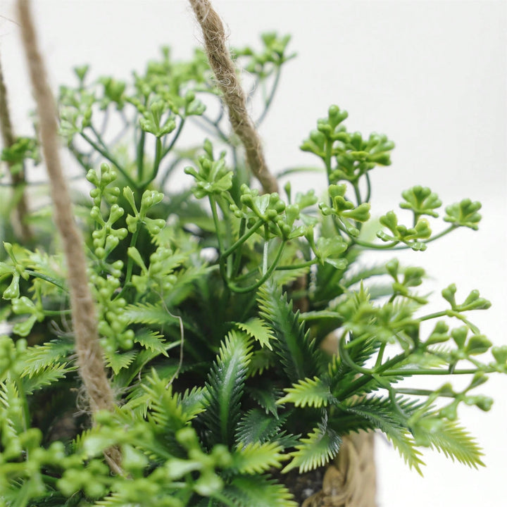 BowLift | Leafara Hanging Artificial Plant In Woven Basket Pot