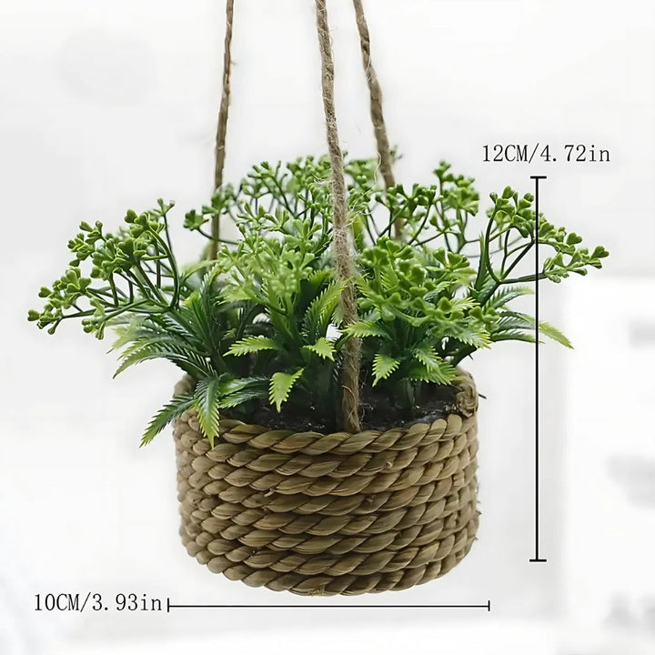 BowLift | Leafara Hanging Artificial Plant In Woven Basket Pot