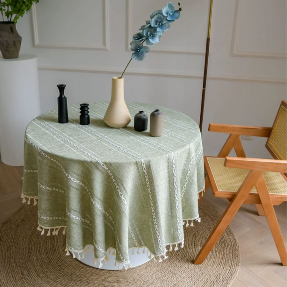 BowLift | Leafline Embroidered Round Tablecloth