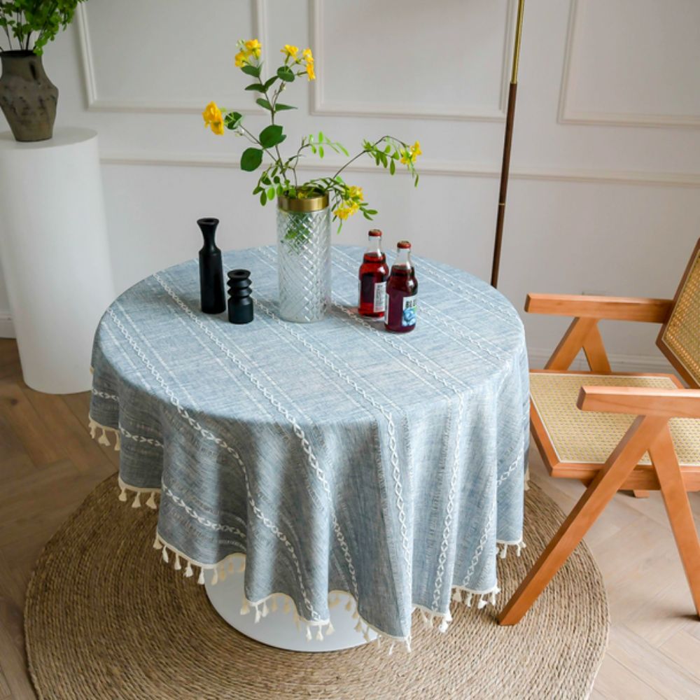 BowLift | Leafline Embroidered Round Tablecloth