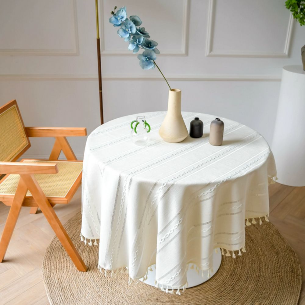 BowLift | Leafline Embroidered Round Tablecloth